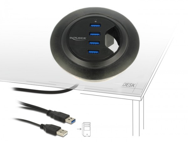 Delock Tisch-Hub 4 Port USB 3.0