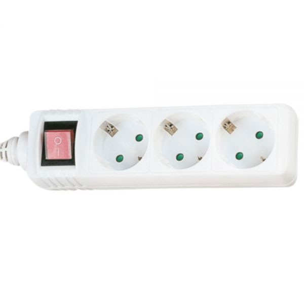 InLine® Steckdosenleiste mit Schalter 3-fach Schutzkontakt 1,5m, weiß