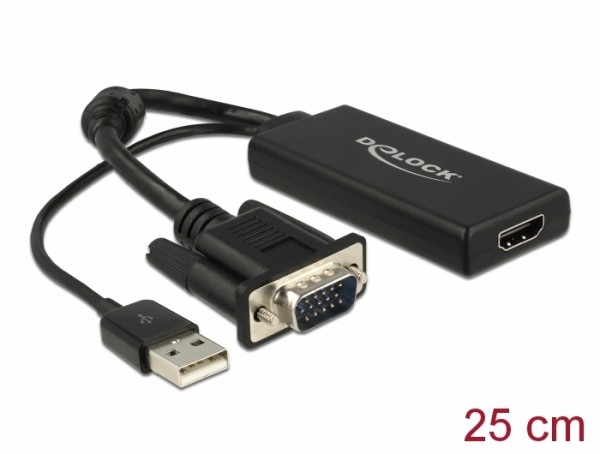 Delock VGA zu HDMI Adapter mit Audio schwarz