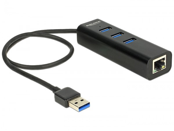 Delock USB 3.0 Hub 3 Port + 1 Port Gigabit LAN