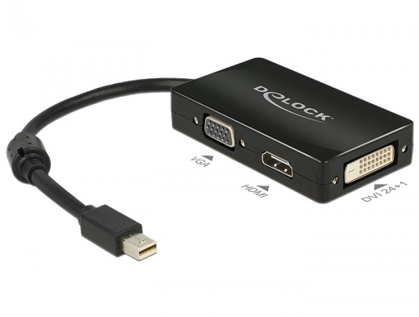 Delock Adapter mini Displayport 1.1 Stecker > VGA / HDMI / DVI Buchse