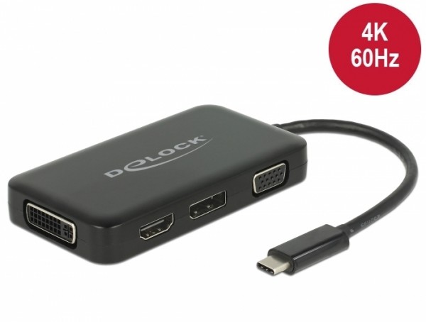 Delock Adapter USB-C Stecker > VGA / HDMI / DVI / DisplayPort Buchse