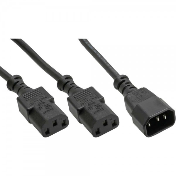 InLine® Netz-Y-Kabel Kaltgeräte 1xC14 auf 2xC13